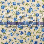 Бязь набивная - Синие цветы (ширина 220 см)